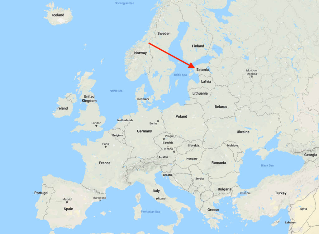 a map of europe with red arrow pointing to europe
