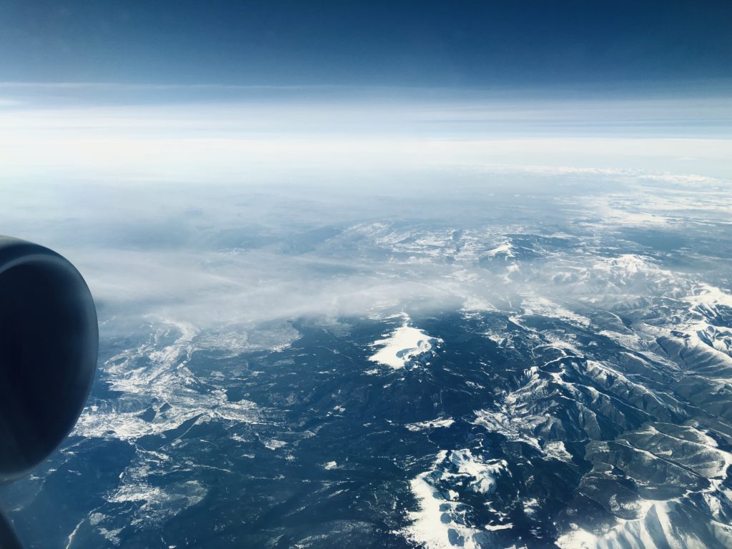 a view of the mountains from the sky