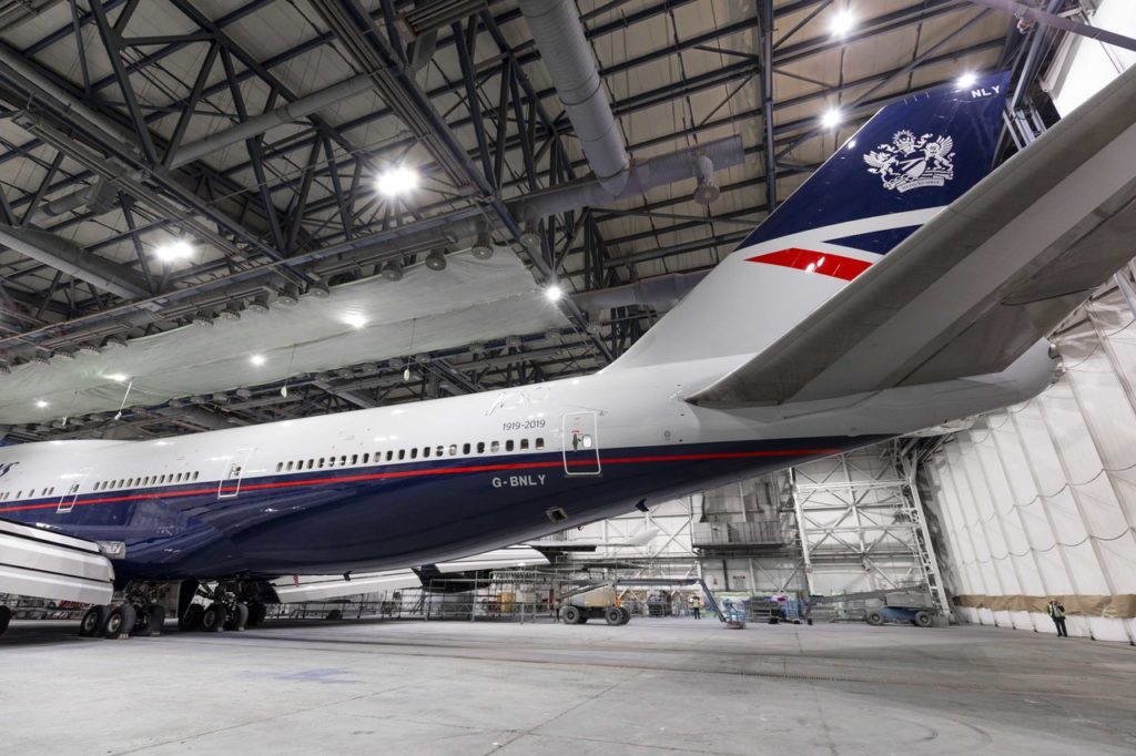 British Airways Landor Retro Livery G-BNLY Boeing 747 in Hangar